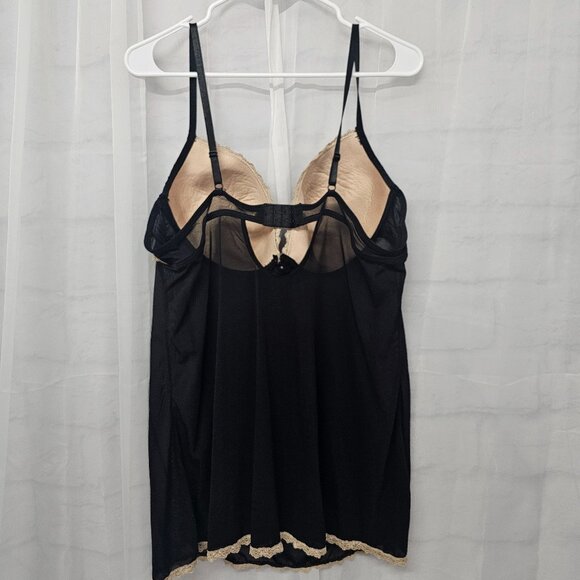 Icollection Tank Y2K babydoll Fairy Whimsigoth Lace Black Beige 3X - Picture 5 of 10